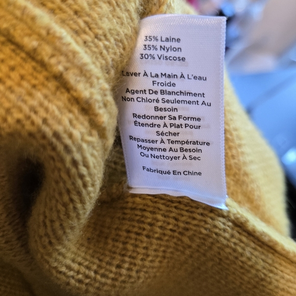 Womens XL Talbots Golden Yellow Open Front Cardigan Wool Blend Sweater - Picture 6 of 7